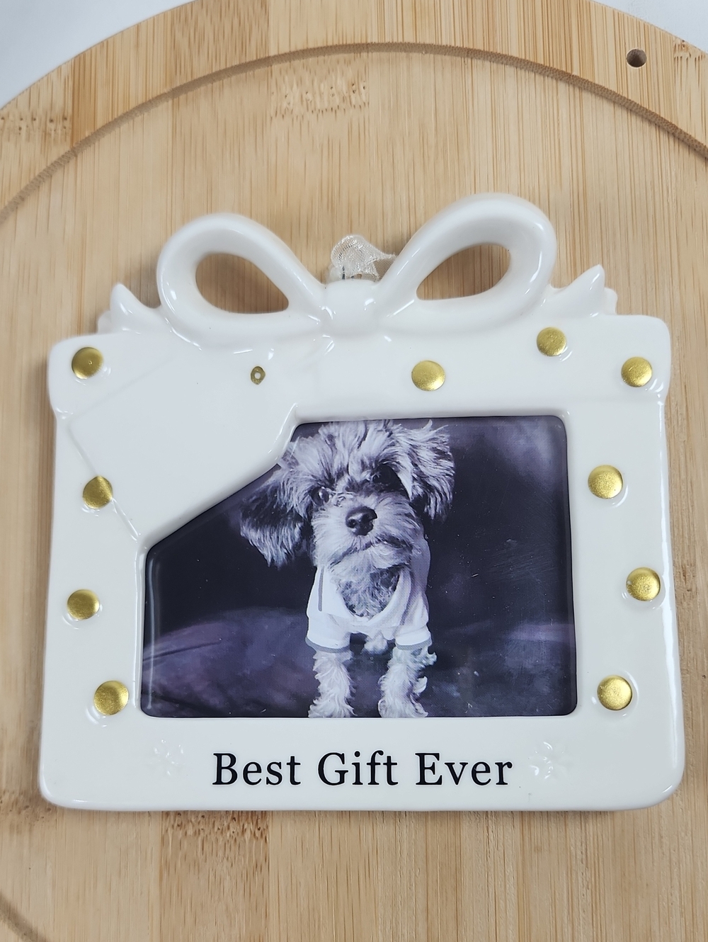 "Best Gift Ever" White Ceramic Photo Frame Ornament